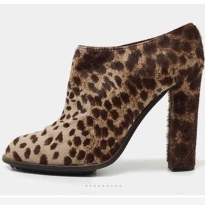 Lanvin Brown Calf Hair Leopard Mules Size Euro 38